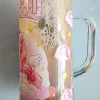 20oz Plain lid glass tumbler cup with bamboo lid handle