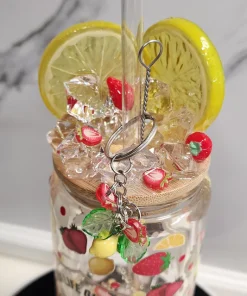 20oz Custom glass tumbler cup with bamboo lid and handle